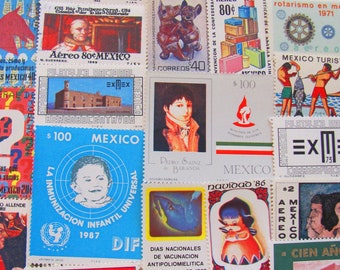 Mucho Gusto 50 Premium Vintage UNused Mexican Postage Stamps MNH Mexico Aereo Mexicanos Cinco de Mayo Latin America Lowrider Hispanic 2