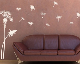 Dandelion Blowing in the Wind Wall Decal • LARGE Wall Decal • Dandelion Wall Decal • Flower Wall Decal • Large Wall Decor