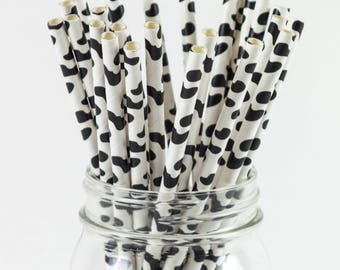 Paper Straws - Cowabunga Spotted Straws - 8 Inches - Perfect for Parties, Events & More - Fast Shipping! Frozen Dessert Supplies