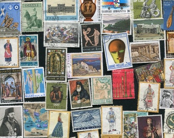 Greek Postage Stamps / 50 Used Postage Stamps From Greece