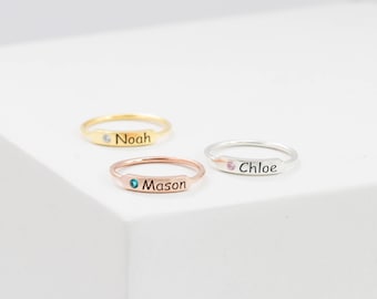 Custom Name Ring • Stacking Bar Ring • Sterling Silver Ring • Baby Name Ring • Birthstone Rings • Mother Gifts • MOTHERS DAY GIFT • RM27F31