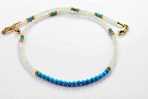 turquoise necklace moonstone necklace beaded choker