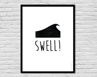 Swell! || Wave + Surf Poster || Children's Art Print Poster, Nursery Art, Children's Room