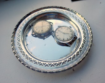 Vintage Silver Catch all Dish - Pierced Design - UK Made.