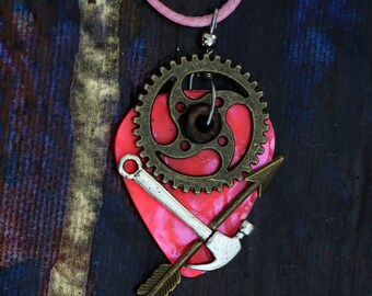 Guitar Pick Necklace - Arrow & Hammer