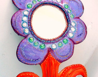 Vanity mirror ' lime ' 48 X 30 cm flower