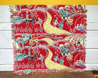 Vintage Cotton Fabric 31" x 32" Square