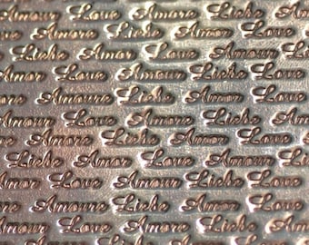 Texture LOVE Bronze Metal Sheet Pattern 20g - 3 x 2 1/4 inches - Bracelets Pendants Metalwork