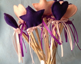 Big Party Pack 12, 14 or 16 Fairy Princess Wands Star or Heart