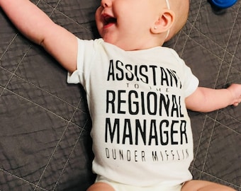 Assistant to the Regional Manager Onesie, Regional Manager Onesie, The Office TV show, Michael Scott, Dwight Schrute, baby matching onesie