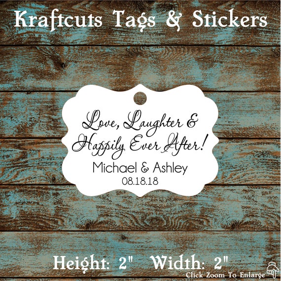 Love Laughter and Happily Ever After Wedding Reception Favor Tags # 672 Qty: 30 Tags