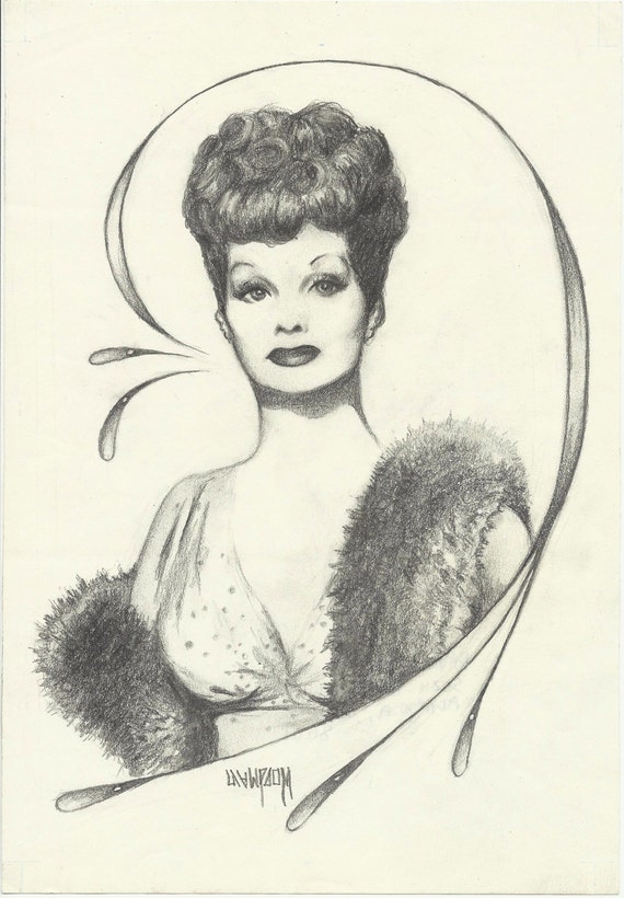 Lucille Ball Original Art Decko And Pencil Rendering By Dave 8961