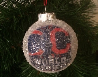 World Series 2016!! Chicago Cubs vs. Cleveland Indians glass glitter ornament