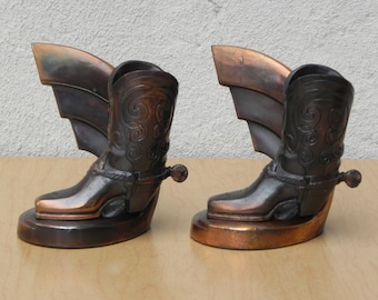 Brass Cowboy Boot Bookends by Trophy Craft