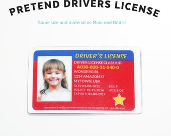 Pretend Drivers License Kids Pretend License Kids ID Kid