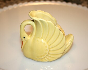 Yellow Swan Planter//Swan Toothpick Holder//Possibly Shawnee??//Vintage Pottery