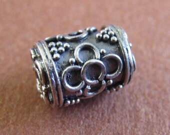 MS Barrel Beads (3) Wirework Flowers Granulation 11mm Bali Sterling Silver Fair Trade