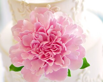 Made to Order Frilly Peony Clay Cake Flower with Leaves