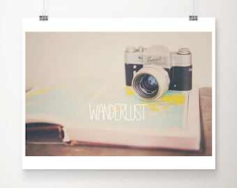 travel photograph camera photograph wanderlust art map photograph typography print vintage camera print hipster style retro camera art