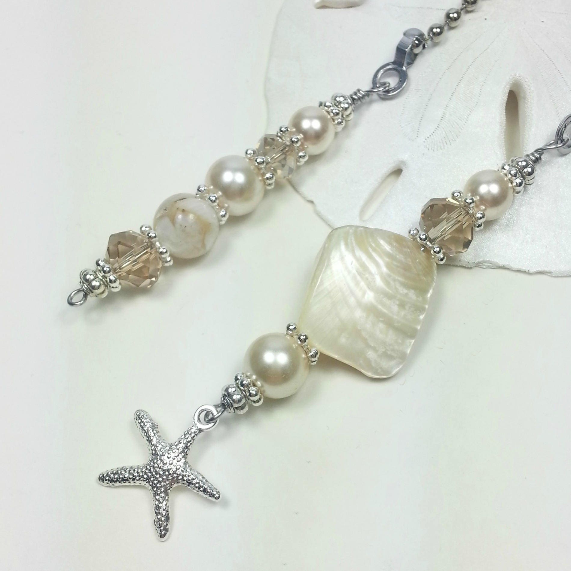 Ceiling Fan and Light Pull Chains with Starfish Charm. Set of