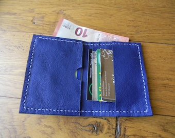 Handmade small wallet blue leather