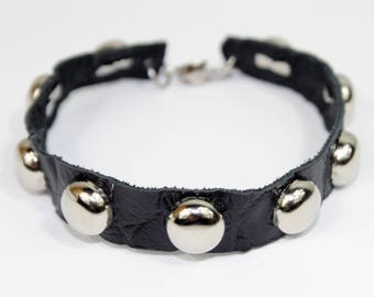 Zayas-Pizarro- Black Bracelet with Round Silver Studs