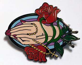 Lana del Rey RELIGION / PARADISE enamel lapel pin - fan edit - Catholic praying hands - Lust for Life - Born to Die