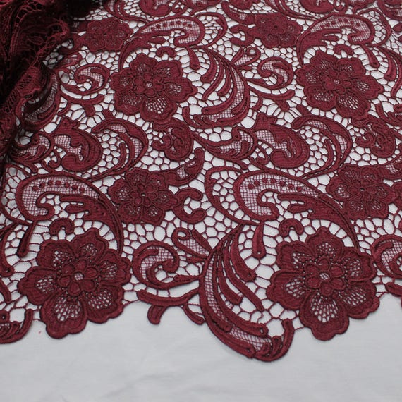 Anastasia BURGUNDY Guipure Lace Fabric by the Yard Style