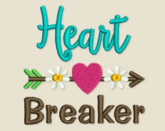 Coupon Codes! Heart Breaker Embroidery Digital Design for Girls Valentine's Day Decor VA036