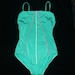 Women's Vintage Splash Mint Green Swimsuit One Piece Swimsuit Green Colo Retro Swimsuit Purple White Blue Strips Swimsut Size 14