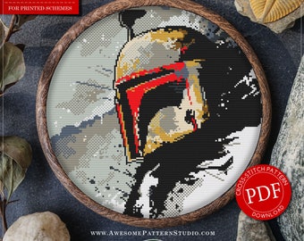 Star Wars Cross Stitch Pattern for Instant Download *P396 | Boba Fett Counted Cross Stitch Pattern| Modern Cross Stitch Pattern