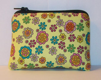 Pipe Pouch, Padded Pouch, Pipe Case, Pipe Bag, Flowers Pouch, Padded Pipe Bag, Yellow Padded Pouch, Hippie Gift, Mini Coin Purse - 4" MINI