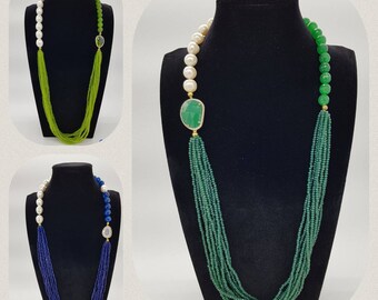 Crystal Pearl gemstone Necklace