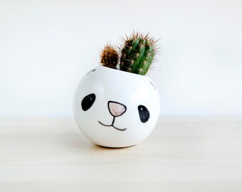 Panda ceramic plant pot, Face planter, Succulent planter, Ceramic animal planter, Ceramics & pottery, animal plant pot, Cute clay planter