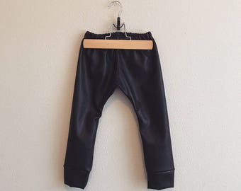 Vegan leather baby leggings, pleather, Faux Leather Leggings, leather, leggings, pants, leather baby leggings, biker chick, black