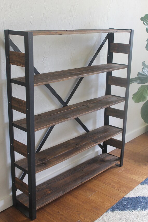 Reclaimed Wood Bookcase Storage Shelves Book Shelf
