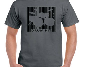 Drum Kit Barcode Mens Funny Drumming T-Shirt Drums Drummer Sticks Kit Snare 2185