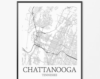 Chattanooga Map Art Print, Chattanooga Poster Map of Chattanooga Decor, Chattanooga City Map Art, Chattanooga Gift, Chattanooga Art Poster