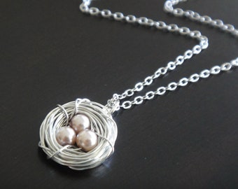 Champagne Pearl Bird's Nest Necklace