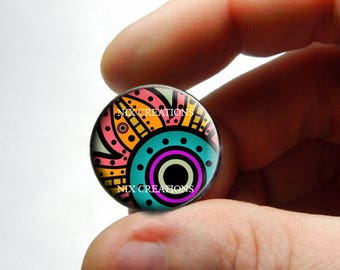 Glass Cabochon - Art Deco Floral Design 11 - for Jewelry and Pendant Making