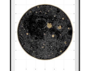 24 Carat Maps - Lunar Landscape 02 | Limited Edition Print | Contemporary Maps | Real 24 Carat Gold Leaf