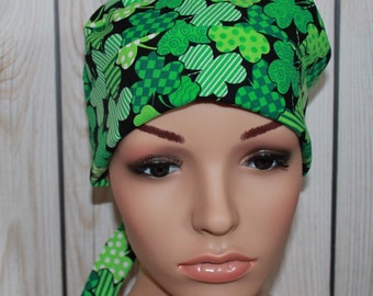 Surgical Scrub Hat, Chemo Hat, Women's Surgical Scrub Hat,Nurses Scrub Hat, Shamrock's.