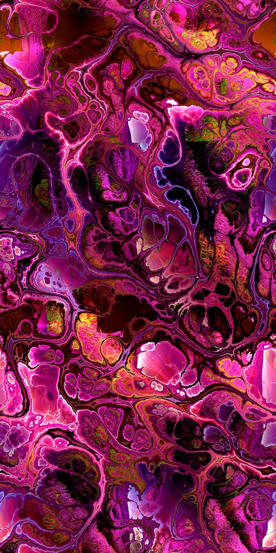 Handmade Textile Pink Purple Lightening Storm Artisan Satin Fabric By The Yard Fiber Art Marble Radiant Colors