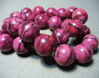 Web Jasper Beads Gemstone Raspberry Round 15-16mm