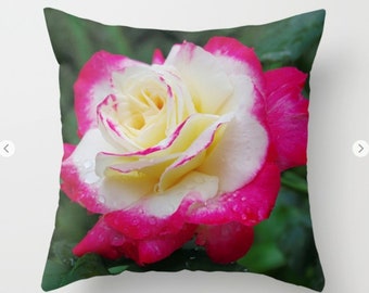Rose throw pillow OR pillow cover | nature inspired living room, bedroom, home decor, nature lover gift