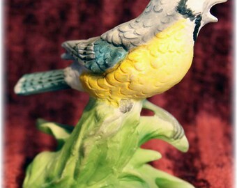 Porcelain Blue Jay Bird Figurine