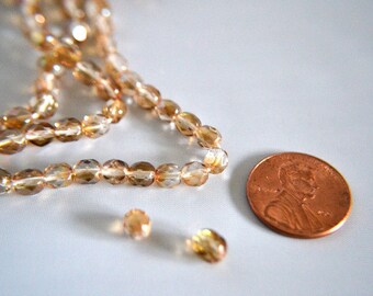 Aurora Borealis Amber Czech Glass Beads