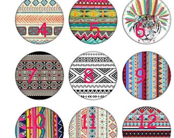 White 20mm resin 4 tribal cabochons