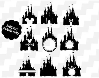 Disney Castle Svg, Disney Castle Clipart, Disney Castle Vector, Disney Castle silhouette, disney castle monogram svg, Monogram castle svg,