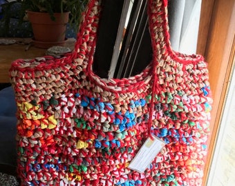 Plarn and Yarn Market Tote Bag made from Recycled Bags